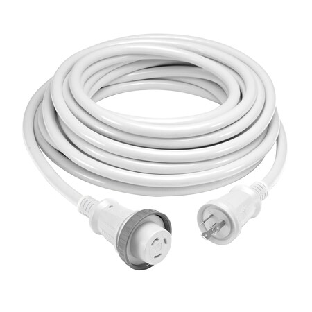 Hubbell Wiring Device-Kellems Locking Devices, Twist-Lock, Marine Grade, Ship to Shore Cableset, 30A 125V, 2-Pole 3-Wire Grounding, L5-30, White, LED Indicators HBL61CM03WLED